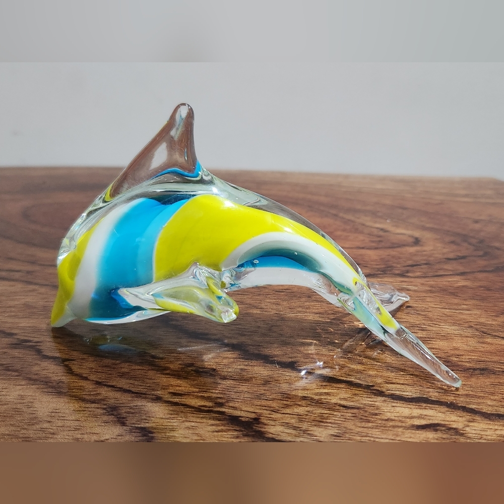 Hand Blown Vintage Glass Dolphin Figure - Picture 1 of 8